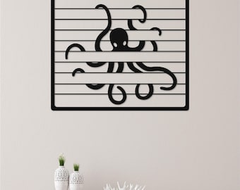 Octopus Metal Wall Art: Coastal Home Decor - Ocean Lover Gift