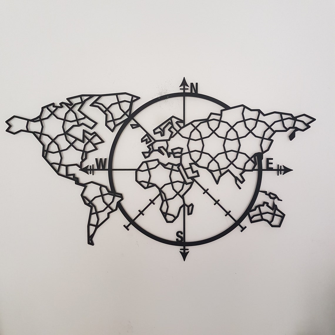 World Map Metal Wall Art 2mm 0.08 Thick Sturdy Iron Etsy