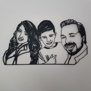 Photo to Metal Wall Portrait, Personalized Wall Picture, Custom Sketch Drawing Iron Sculpture from Photo, Metal Art Laser Cut for Decor Gift