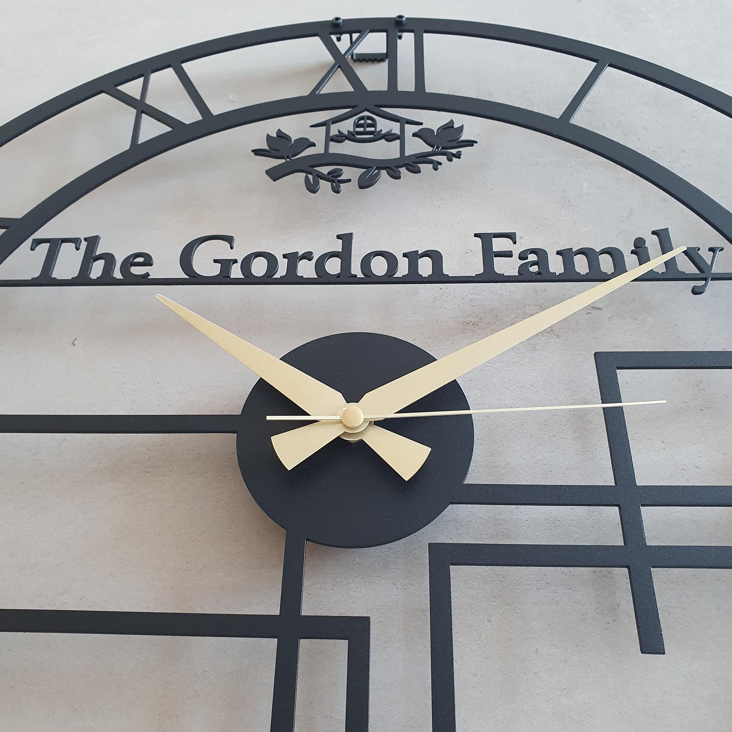 Personalized Family Name Metal Wall Clock With Bird & Home Theme ...
