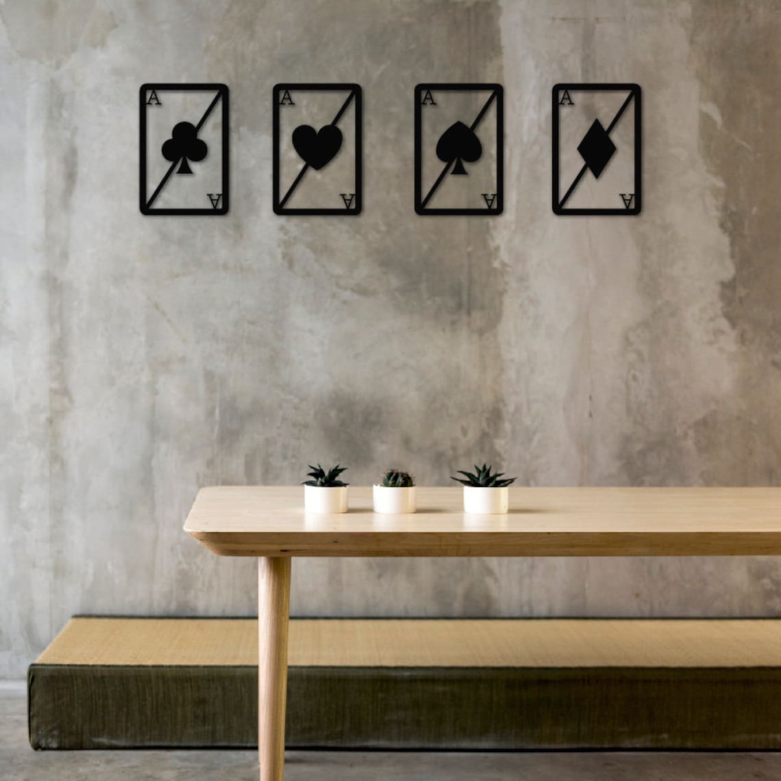 Playing Cards Metal Wall Art Set 4 Pieces Ace Cards Wall Etsy