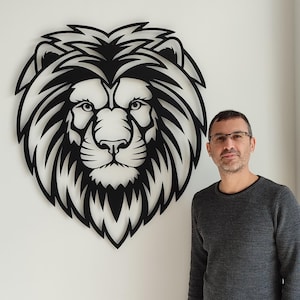 Large Lion Metal Wall Art for Home & Office Decoration, Sturdy Iron Sheet, Ready to Hang Decor, Lion King Wall Sign Gift for Lion Lovers