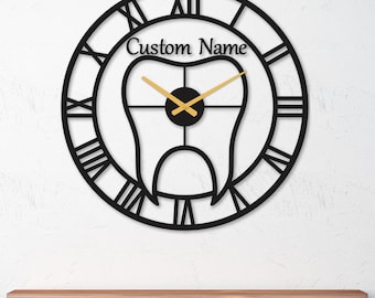 Wanduhr für die Zahnzahnpraxis, Wanduhr für Zahnarztpraxen, Abschlussgeschenk für Zahnärzte, Benutzerdefiniertes Wandkunst-Dekor, fertig zum Aufhängen