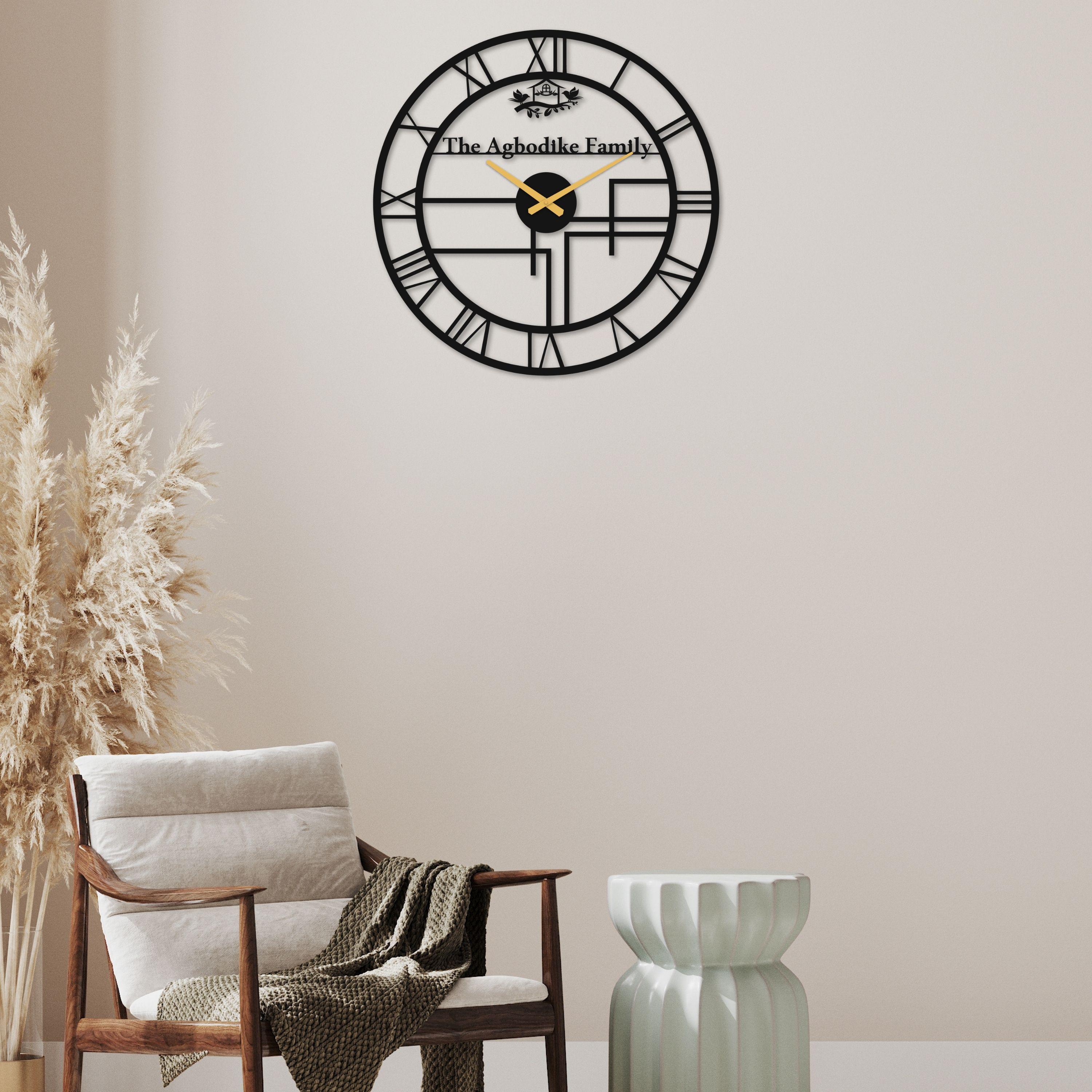 Personalized Family Name Metal Wall Clock With Bird & Home Theme ...
