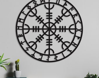 Helm of Awe Metal Wall Art: Aegishjalmur Viking Sign Made Of Sturdy Iron