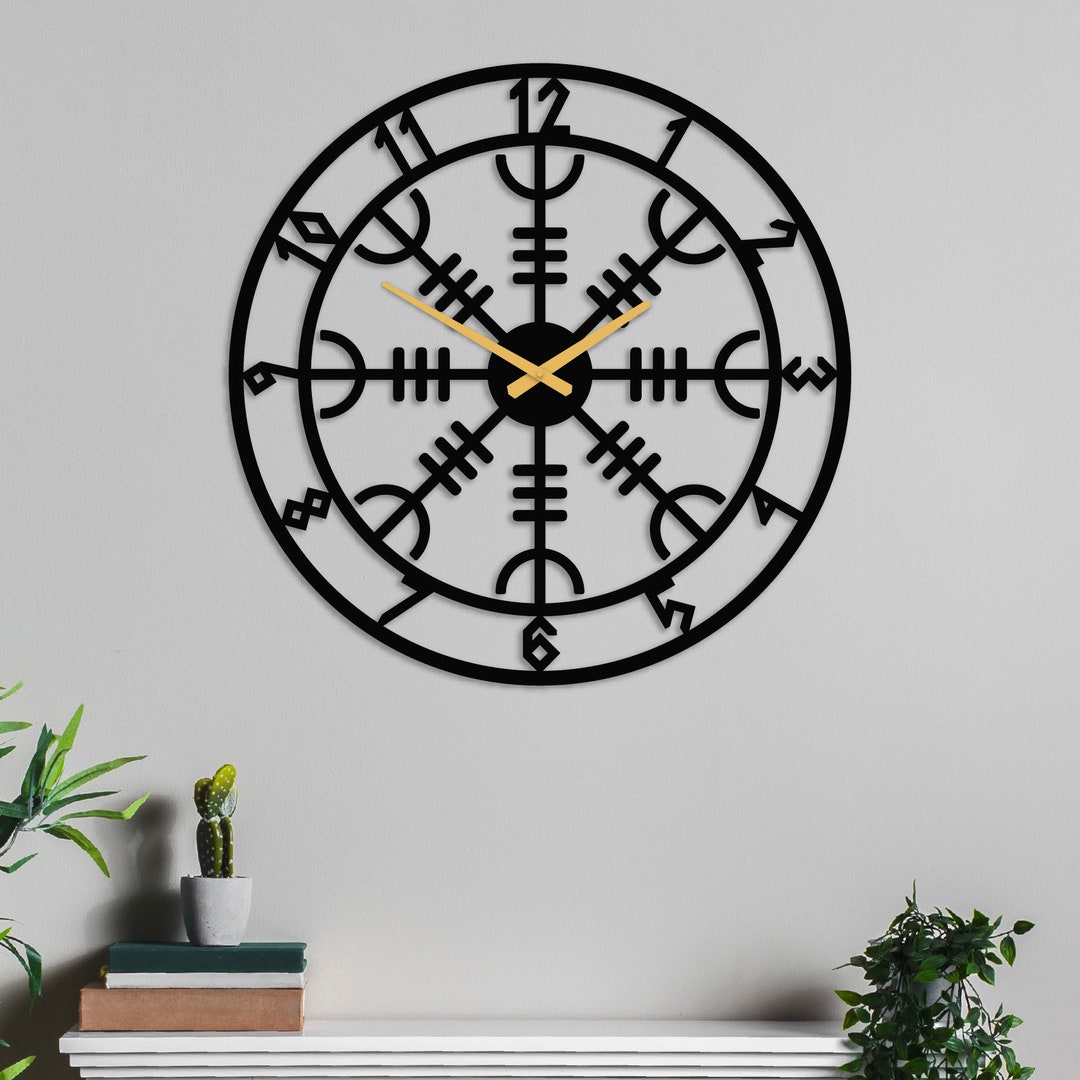 Helm of Awe Metal Wall Clock: Aegishjalmur Wall Sign - Viking Nordic ...