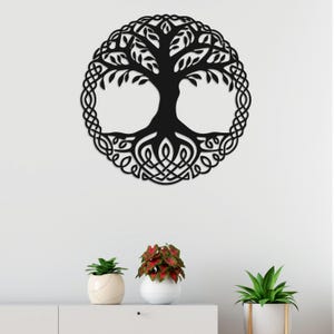 Vikings Life Tree - Yggdrasil Wall Art Made of Sturdy Iron Sheet - Tree of Life Metal Sign for House Warming Gift to Viking Lovers
