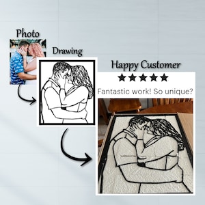 Custom Metal Portrait from Photo, Personalized Unique Wall Art, Metal Sculpture, Hand Sketch Photograph, Picture Artwork, Gift for Couples