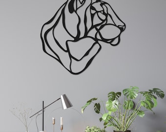 Metal Tiger Wall Art: Line Drawing Decor Gift for Tiger Lovers