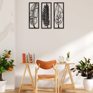 Tropical Leaves Metal Wall Art Set 3 Pieces Different Leaves - Etsy