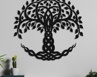 Metal Wall Art Keltische levensboom: op de Noorse mythologie geïnspireerde woonkamer- en kantoorinrichting