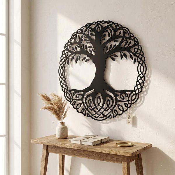 Decoración de pared metálica de Yggdrasil: Símbolo del Árbol de la Vida Vikingo - Decoración de pared nórdica