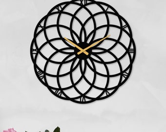 Torus Metal Wall Clock, Circular Metal Wall Decor, Geometric Line Pattern, Sacred Geometry, Spiritualizm, Office Wall Art, Housewarming Gift