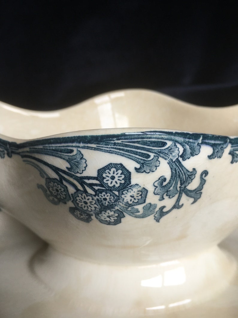 French Vintage Saucier With Attached Under Plate 1900's Etsy