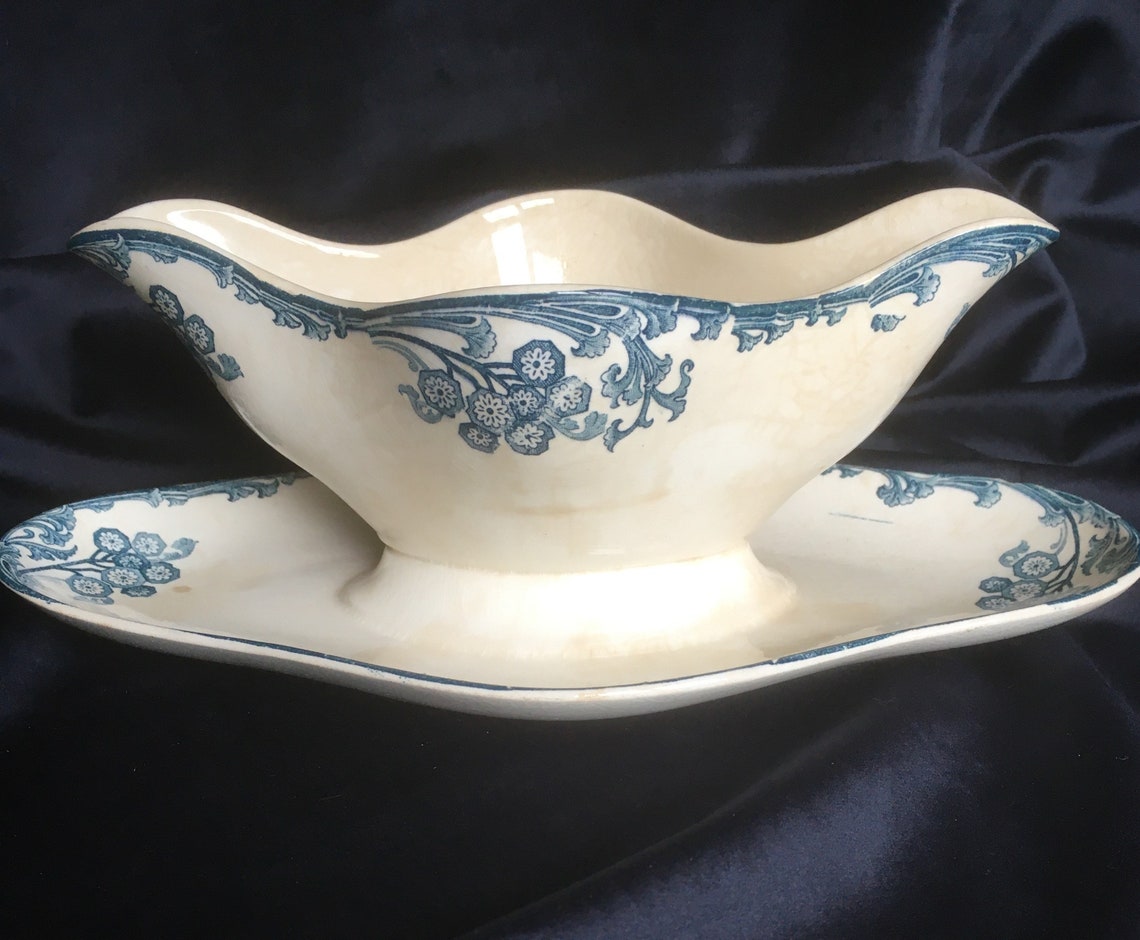 French Vintage Saucier With Attached Under Plate 1900's Etsy