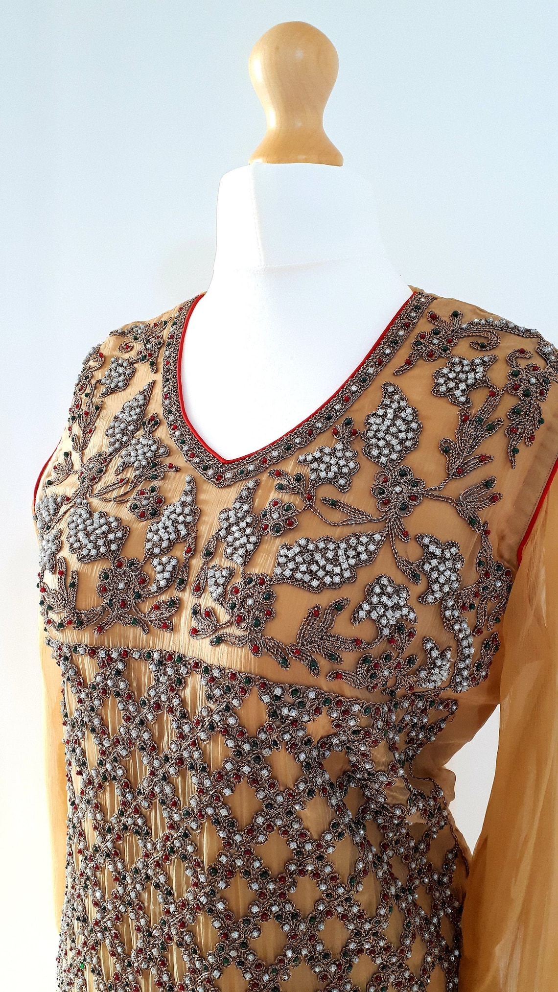 Handmade embroidered three piece dress Free gift Etsy