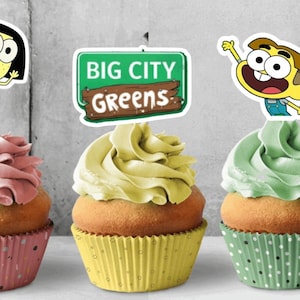 Adornos para cupcakes de Big City Greens / Cricket / Tilly / Fiesta infantil