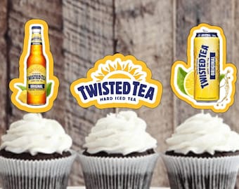 Twisted Tea Cupcake Toppers | Adult Party | 21st Birthday | Summer Party |