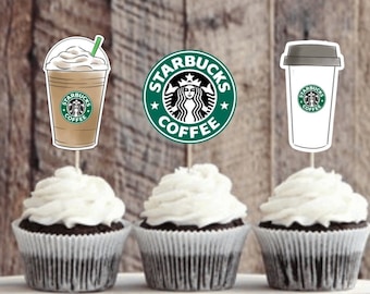 Starbucks Cupcake Toppers | Coffee Party | Starbucks Birthday | Teen Birthday | Starbucks Party Decorations | Co-Worker Party