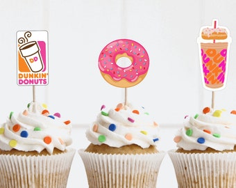 Dunkin Donuts Cupcake Toppers | Coffee Party | Teen Party | Donut Party