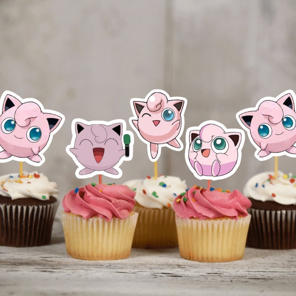 Jigglypuff Cupcake Topper | Pokemon Birthday | Anime | Pickachu