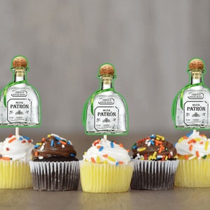 Patron Silver Tequila Cupcake Toppers | Adult Party | 21st Birthday | Cinco De Mayo | Tacos and Tequila Party