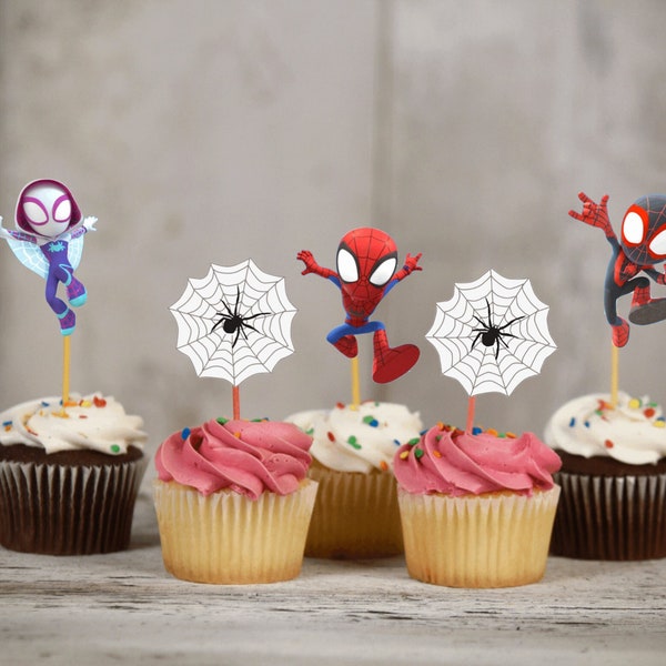 Spidey and His Amazing Friends Cupcake Toppers | Double Sided with Picture Available On Front and Back Side