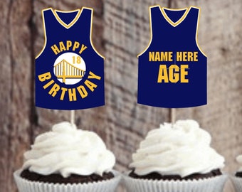 Any Team! Personalized Basketball Cupcake Toppers | Customized Party Decor | Basketball Birthday | Sports Birthday