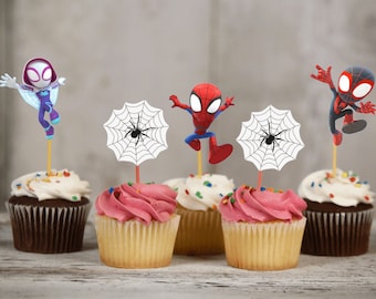 Spidey and His Amazing Friends Cupcake Toppers | Double Sided with Picture Available On Front and Back Side