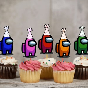 Among Us Birthday Cupcake Toppers | Birthday Decor |