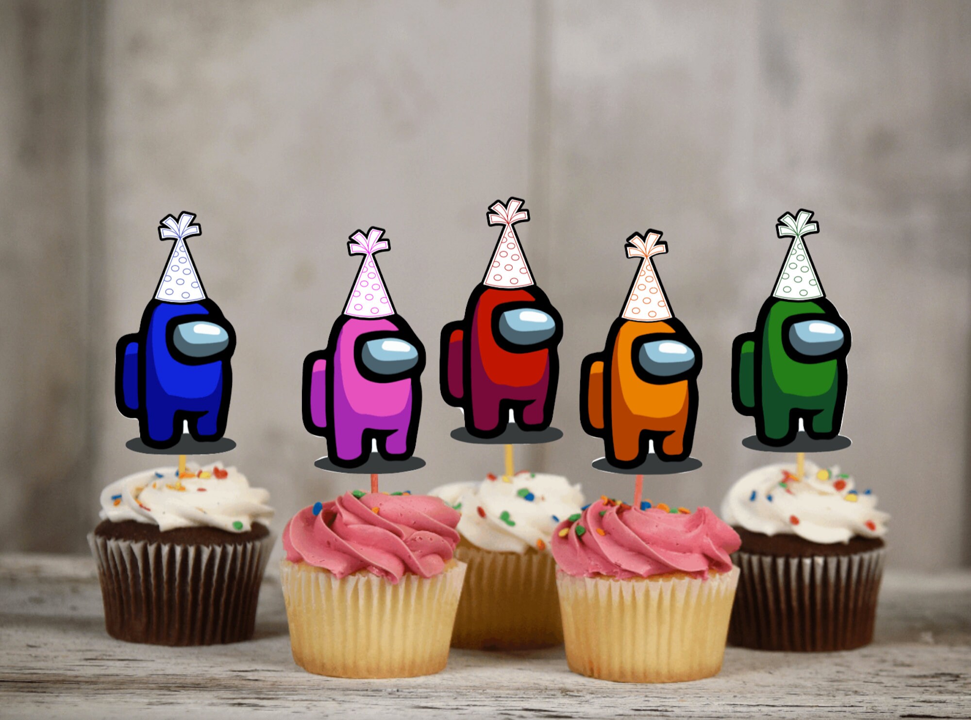 among-us-birthday-cupcake-toppers-birthday-decor-etsy for Among Us Cupcake Toppers Free Printable Among Us Birthday Cupcake Toppers | Birthday Decor | - Etsy for Among Us Cupcake Toppers Free Printable