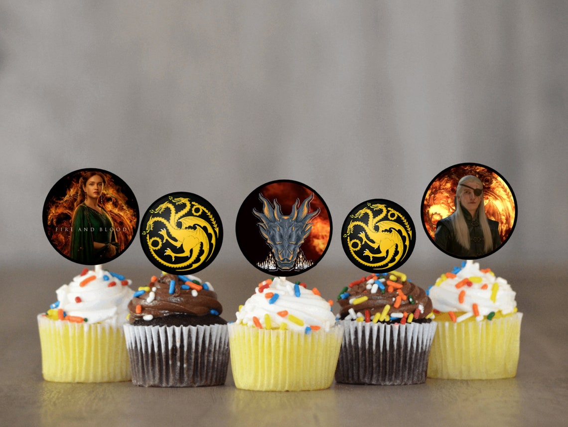 Dragon Cupcake Toppers House of Dragon Game of Thrones - Etsy
