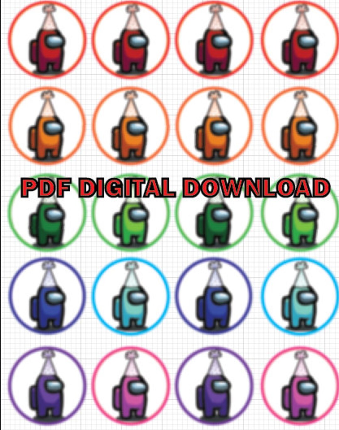 Among Us Cupcake Toppers | PRINTABLE Download | Digital Download ...