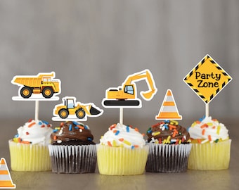 Construction Trucks Cupcake Toppers | Construction Trucks Birthday Party | Construction Zone