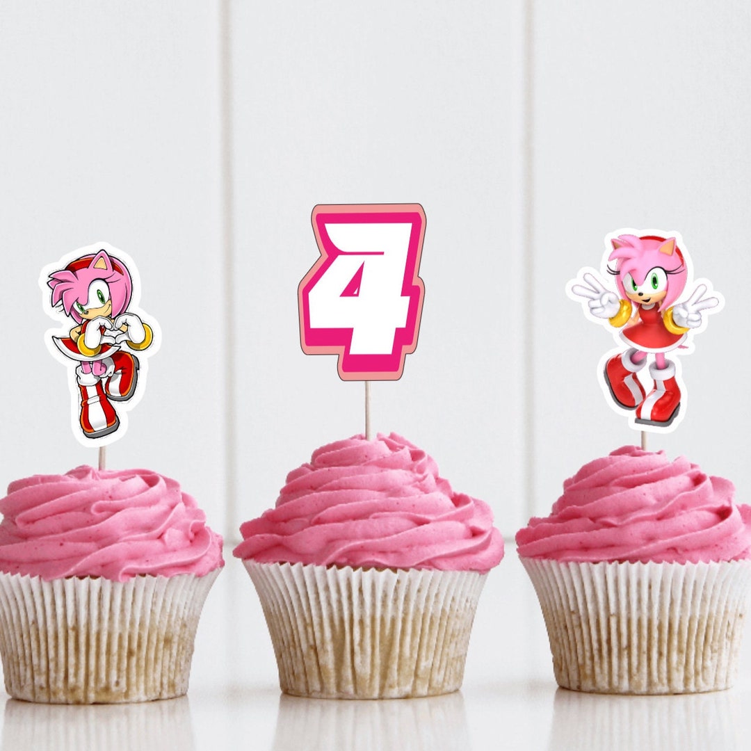 Customized AMY ROSE Sonic the Hedgehog Cupcake Toppers - Etsy