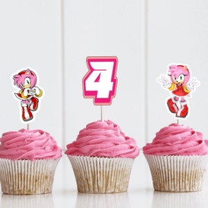 Customized AMY ROSE | Sonic the Hedgehog Cupcake Toppers - Etsy