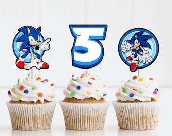 Customized Sonic the Hedgehog Cupcake Toppers