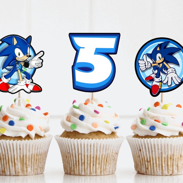 Décorations de cupcakes Sonic l'hérisson personnalisés