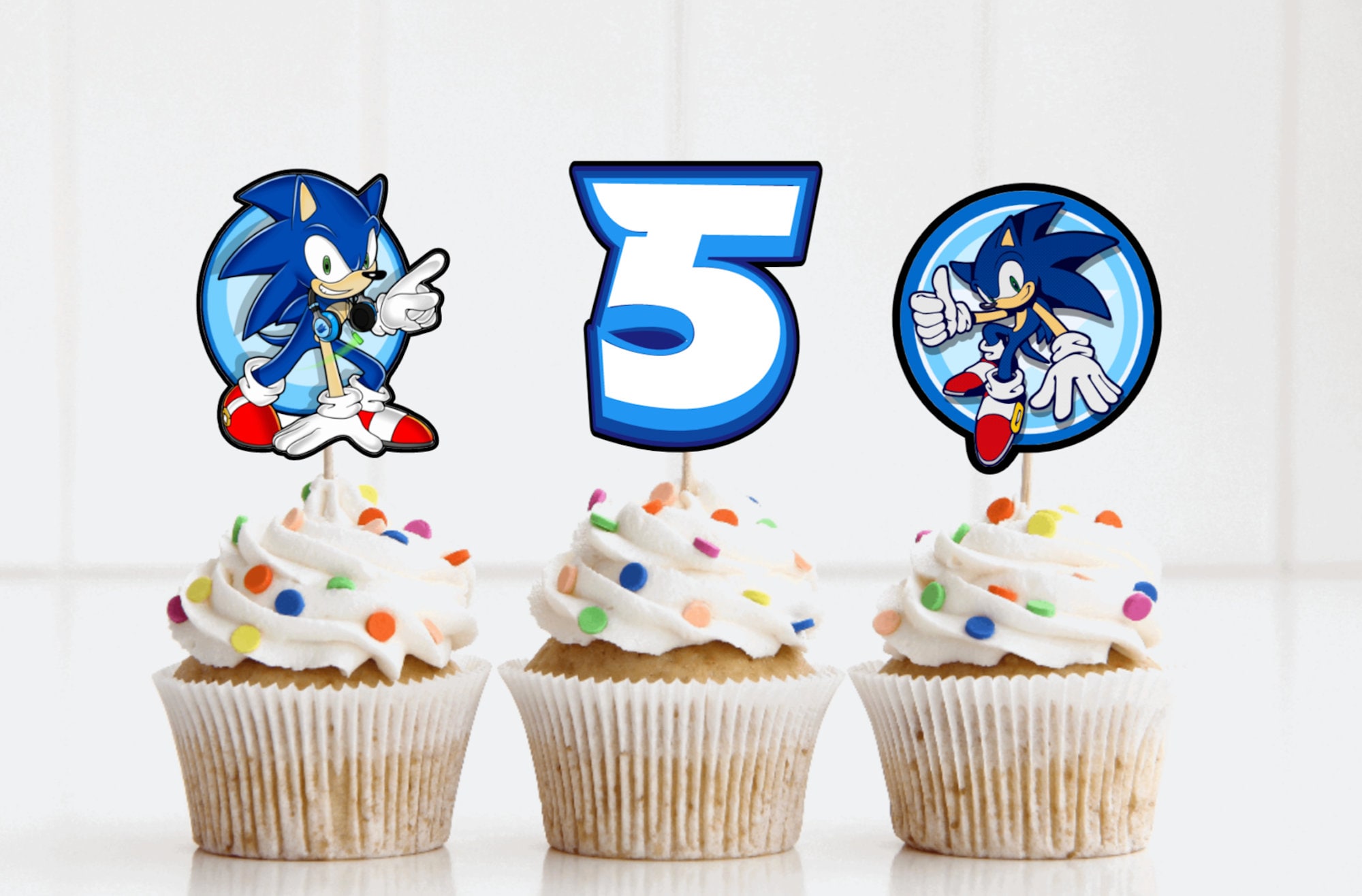 Customized Sonic the Hedgehog Cupcake Toppers Etsy