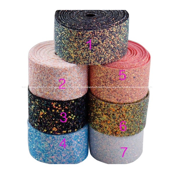 1 yard chunky Glitter 1.5 inch ribbon gift package Diy hair bows earring making Sequin Ribbon textured crafts farbric ki040-all