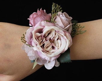 uniquie Design purple bracelet Bridesmaid Romantic wrist corsage Flower Wedding jewellery Prom corsage Wedding accessories fr004-2