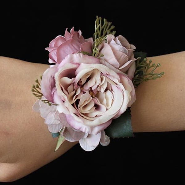 uniquie Design purple bracelet Bridesmaid Romantic wrist corsage Flower Wedding jewellery Prom corsage Wedding accessories fr004-2