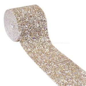 gold chunky Glitter 1.5 inch ribbon fabric gift package Diy hair bows earring making Sequin Ribbon textured crafts farbric ki037-6