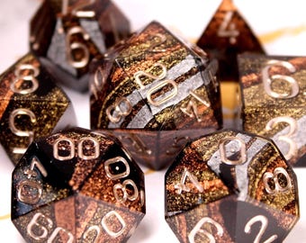 Metallurgy - Metallic Marbled - Handmade Dice Set
