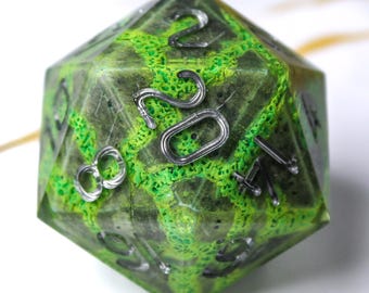 Forgotten Ruins - Stone and Moss Effect Handmade D20
