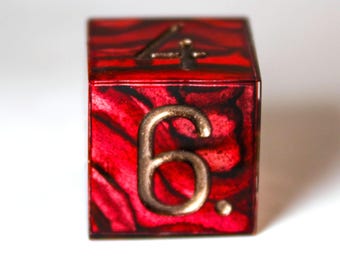Crimson Cortex (leicht fehlerhafte) - Gehirne - Gruseliges Halloween Handgemachtes Würfel Set