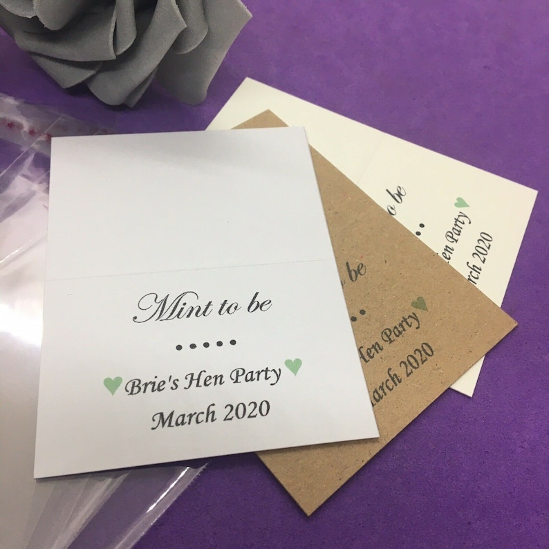 10 x DIY Personalised Mint to Be Wedding Favours Bags and Toppers Thank You Gift Engagement Retiremints