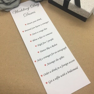 12 x Wedding Day Dare Cards Fun Novelty Game Table Decoratie