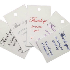 20 x personalisierte Hochzeitsbevorzugung Geschenkanhänger Taufe Henne Geschenkanhänger Danke Gruß