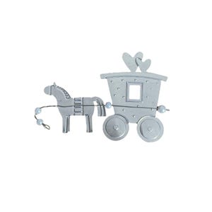 10 adornos metálicos para tarjetas con forma de caballo y carruaje, para bodas, color plateado